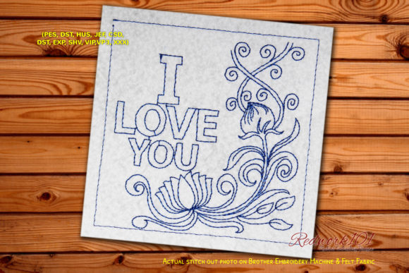 I Love You Floral Pattern Redwork Review