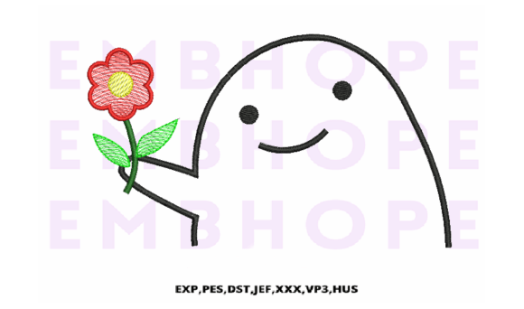Smiling Face Holding Flower Embroidery Review